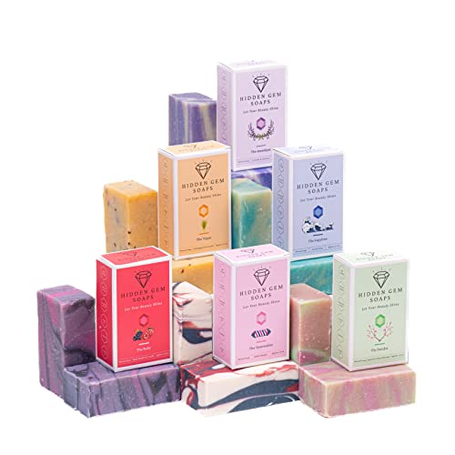 Hidden Gem Soaps All Natural Handcrafted Bar Soaps, 6 Pack, Cold Process, Made In Usa, Palm Oil Free, Vegan #TOP1