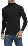 MLANM Men's Turtleneck Jumper Slim Fit Tops Turtleneck Long Sleeve Shirts Pullover High Roll Neck Tops Sweater, Black M