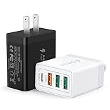 2 Pack Type C Charger, Four-Port USB C Wall Plug 40W PD & QC3.0 USB A Fast Charging Block for Samsung Galaxy S22 S21/S21+/S21 Ultra/S20/S20+/S20 FE/Note 20 Ultra/10, iPhone 16/15/14 Brick Box