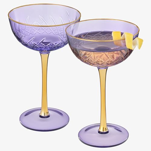 Verre à cocktail classique violet avec tiges pour soirée Sidecar