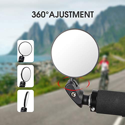 Mempedont bike mirror, bicycle riding rearview mirror, HD safety rearview mirror, convex mirror with adjustable handlebar installation, suitable for mountain road bikes - Thumbnail 5
