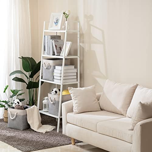 Yawinhe Foldable Storage Basket 3 Pack, Collapsible Storage Bins with Rope Handles, Wardrobe Organiser, for Sorting Clothes, Books, Toys, Family Items, 30x30x30cm, Beige/Grey, SNK004WGS