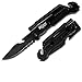 9" Tactical Spring Assisted Red Survival 7 in 1 Rescue Pocket Knife LED Light Fire Starter Blade Sharpener Bottle Opener Glass Breaker Belt Cutter (Black)