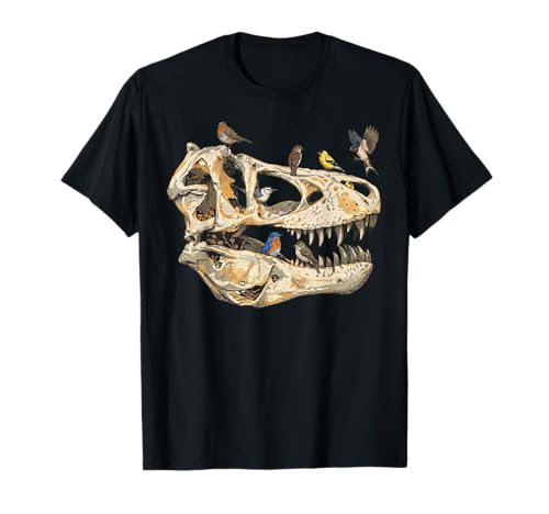 Dinosaur Skull Birdwatcher Evolution Science Humor T-Shirt