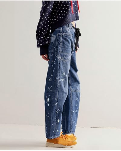 LifeShe Women's Wide Leg Barrel Jeans Drawstring Elastic Waist Denim Pants Loose Baggy Boyfriend Trouser3