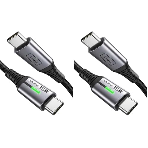 INIU 100W USB C to USB C Cable, [1ft, Black] Short USB C Fast Charger Cable for iPhone 17 16 15 Pro Max Samsung S25 S24 Laptops MacBook iPad Air Switch etc.