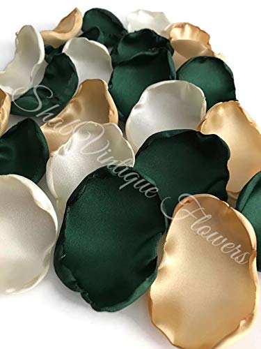 Emerald Gold Ivory 100 Flower Petals Wedding Decor Bridal Shower Decor Baby Shower Decor Flower Girl Petals #TOP22