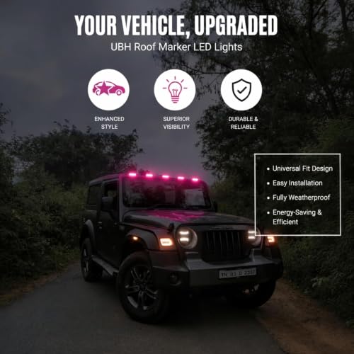 Image of UBH Roof Marker LED Lights For Cars, Trucks, Or Suv 4 X 4 Thar (UFO) (UFO Light (5 pink))