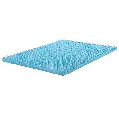 Treaton 1-inch Convoluted Gel Infused Memory Foam Mattress Topper with Egg Shell Design | Breathable, Soft, and Comfortable Bed Toppers for Back Pain, Cooling Pad for Better Sleep, Queen, Blue