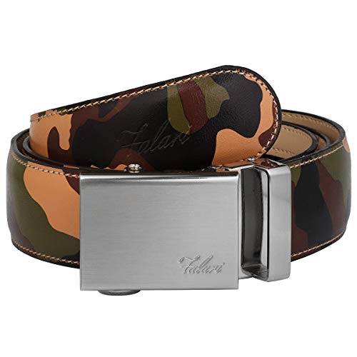 Image of Falari Men Unisex Genuine Leather Ratchet Dress and Casual Belt, Automatic Sliding Buckle, Trim to Fit