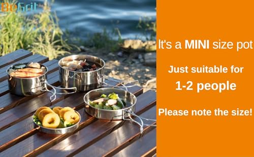 BeGrit Backpacking Camping Cookware Mini Picnic Camping Cooking Mess Kit with Pot and Pan Set for Hiking 4pcs Set - image 4