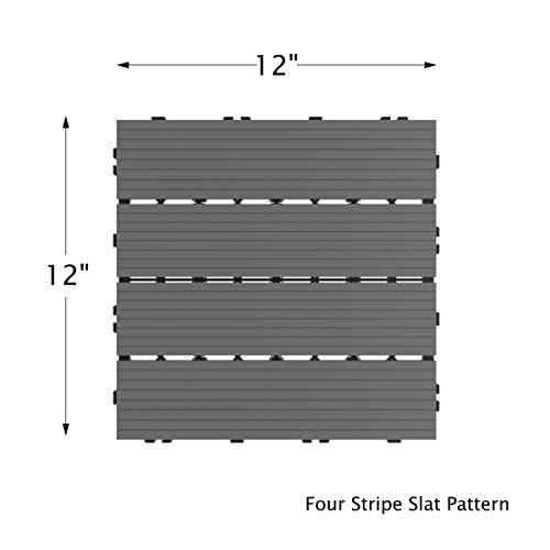Pure Garden 50-Lg1189 Patio And Deck Tiles – Interlocking Slat Pattern Outdoor Floor Pavers Weather Resistant And Anti-Slip Square Diy Mat (Dark Gray 6 Pcs), #TOP1