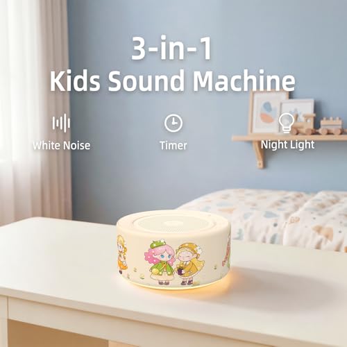 Image of Kipcush White Noise Machine for Baby & Adults, Sleep Sound Machine with 30 Soothing Sounds, 8-Color Night Light, Memory Function, White Noise for Sleeping, Nursery, Office, Travel, Relaxation