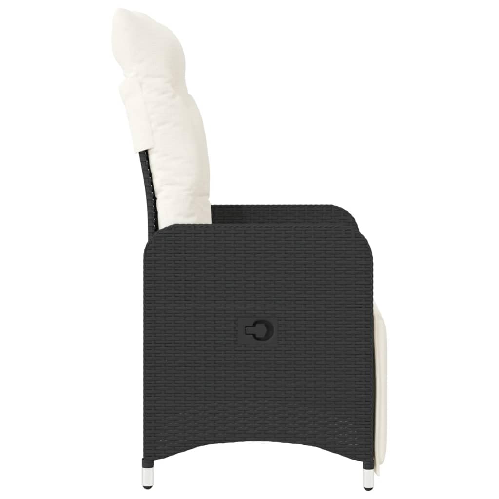 Poltrone reclinabili da giardino cuscini 2 pz rattan sintetico nero sedie da esterno resistente alle intemperie, poltrone per terrazze nere con poggiapiedi