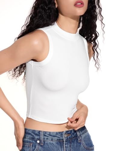 Chic Sleeveless Mock Neck Crop Top for Women - Image 2