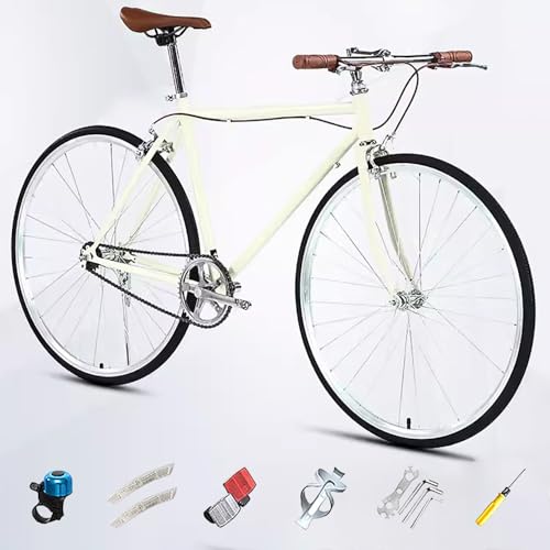 Bicicletta da strada 700C per Uomo Donna, Single Speed, Bici da Città da Pendolarismo con Freno a Morsetto, Telaio in Acciaio ad Alto Tenore di Carbonio D,Single Speed