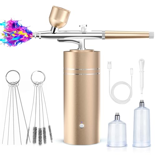 Airbrush kit with cordless compressor, 30 psi, gold
