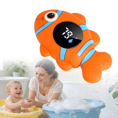 Image of Baby Bath Thermometer, with LED Display and Temperature Warning,Kids' Bathroom Safety Products, Newborn Bath Safety Toy Thermometer (Clownfish)