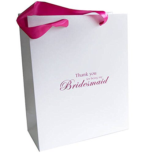 Thank You for Being My Bridesmaid Gift Bag Wedding Gift Bag (Portrait (10 X 8 X 4 Inch) White/Pink)
