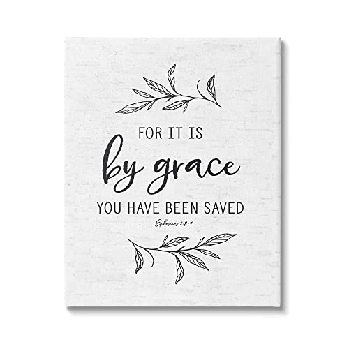 Stupell Industries By Grace Spiritual Verse Phrase Leaf Sprigs, Design by Lettered and Lined