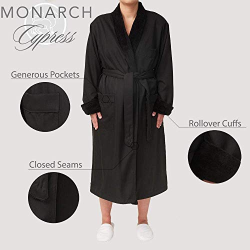Monarch Plush Lined Microfiber Bath Robe For Women Or Men - Super Soft, Durable Luxury Spa, Resort & Hotel Bathrobe, Generously Sized (Unisex) Cypress #TOP2