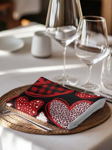 Servilletas de tela pack 4 50.5x50.5 cm rojas diseño leopardo miniatura 5