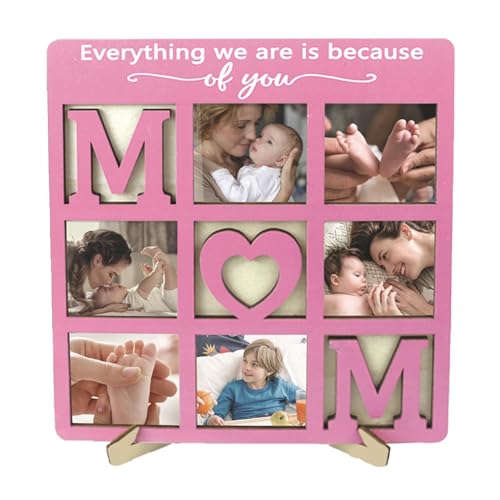 Cadre photo collage papa, cadre photo fête des mères | Cadres photo à grille de neuf carrés,Cadre photo à neuf grilles carrées pour la fête des pères et les mères, cadres photo en bois pour collage, d