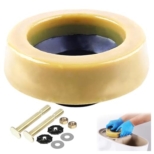 MENNTY Toilet Wax Ring Extra Thick with Reinforced Polyurethane Core for Sealing Against Gas/Odor and Water Leaks Toilet Wax Ring with Metal Studs for 3" and 4" Waste Lines.Yellow, 1-Pack