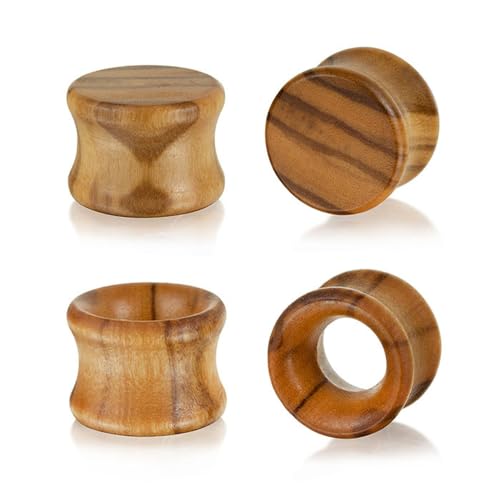 2 Pairs Natural Olive Wood Ear Plugs Tunnels Double Flared Expander Ear Gauges Stretched Piercing Body Jewelry (Gauge=5/8"(16mm))