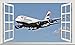 Price comparison product image Chicbanners Airbus A380 3D V001 Magic Window Wall Sticker Self Adhesive Poster Wall Art Size 1000mm wide x 600mm deep (large)
