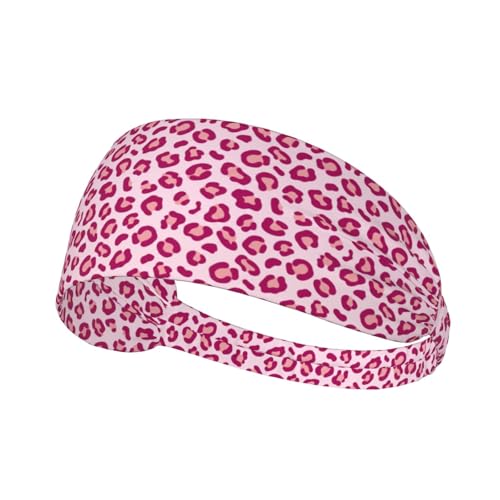 CJXPJZPLD Pink Leopard Print Headband for Women Wide Sports Sweatband Soft Elastic Moisture Wicking Hair Band for Yoga Running Workout Fitness & Cycling