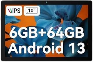HiGrace Tablet 10 inch, Android 13 Go Tablet with 6GB RAM + 64GB ROM, 1280 * 800 IPS, 5000mAh Battery, Dual Camera, Quad core, Wi-Fi (Grey)