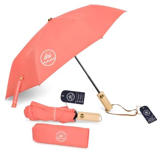 Lightweight Travel Umbrella with Bamboo Handle