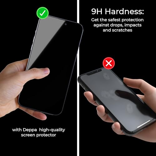 Image of Deppa |2 Pack| Premium Privacy Screen Protector for Iphone 15 Pro Max (6.7') Tempered Glass Edge to Edge Full Cover with Easy Installation Kit Tray - Anti Spy, Private, Dark, Black Film