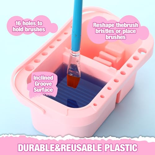 Image of Fuyoooo 2 Pcs Painting Supplies Set with Silicone Painting Mat & Paint Brush Cleaner Bucket for Crafts Paint Brush Holder Organizer with Palette Party Art Supplies for Kids, Adults & Beginners
