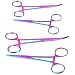 Ainiv 4 Piece Hemostat Curved and Straight Stainless Steel Self-Locking Fishing Forceps Piercing Remover Tool Piercing Grabber Tool for Nurses Pet Grooming Care Fishing DIY Crafting (Colorful, 5"+7")