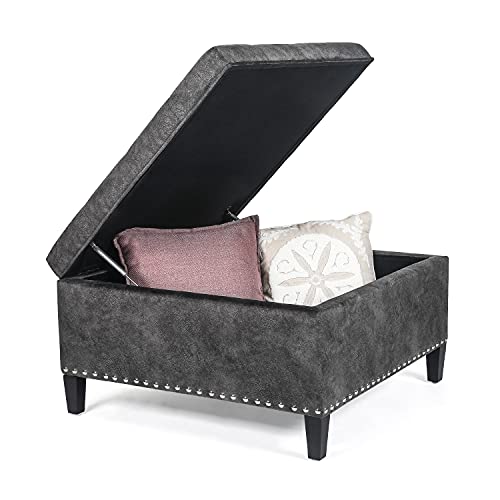 Joveco Storage Ottoman Square Bench For Living Room Or Bedroom (Dark Gray) #TOP3