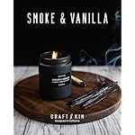 Craft & Kin Premium Smoke & Vanilla Candle | Black Scented Candles for Men | Long Lasting with 45 Hour Burn Time, 7.6oz | Soy Candle | Aromatherapy at Home | Gifts for Men - Image 2