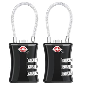 Oderra 2 Pack TSA Luggage Locks, 3-Digit Combination Padlock, Steel Wire With PVC Coated Travel Lock, TSA Approved Luggage Locks, Suitable for Gym Locker Padlocks