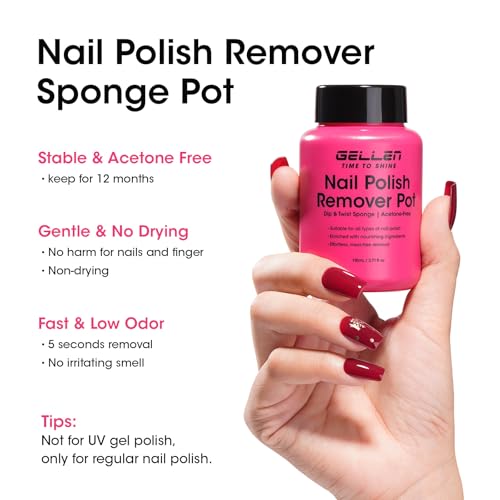 Image of GELLEN Nail Polish Remover Jar, Fragrance Acetone Free, 5-9s Quick Removal