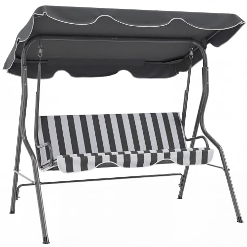 Balancelle de Jardin 3 Places 1,7x1,1x1,53m Gris Blanc Outsunny