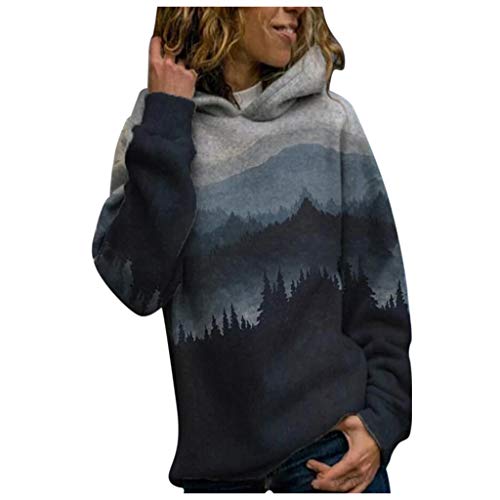 Sudaderas con Capucha para Mujer Manga Larga Jerséis Sueltos Sudadera con Estampado Jersey Mujer Otoño-Invierno Talla Grande Hoodie riou