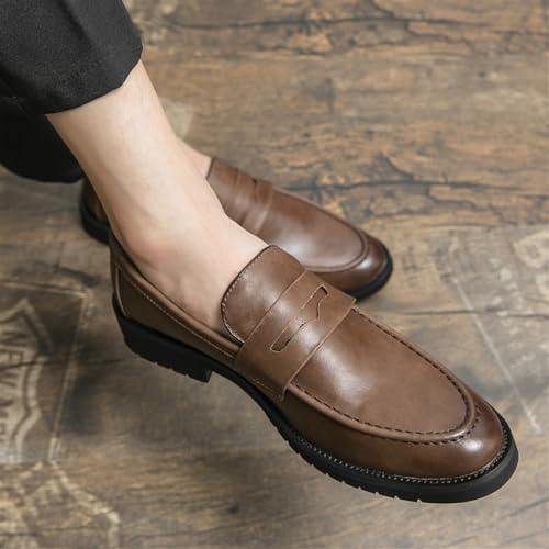 Men Dress Oxford Shoes Leather Evening Slip On Plain Toe Slip Resistant Block Heel Anti-Slip Rubber Sole Tuxedo3