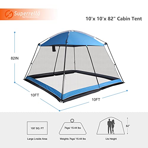 Screen-House-10x10-Ft-Square-Camping-Canopy-Tent-Sun-Shade-Gazebo-Shelter-Perfect-for-Outdoor-Activities-Blue