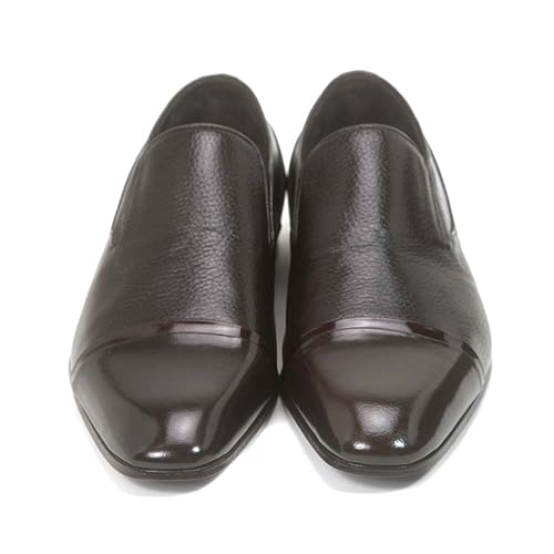 Golden Pass Men s Brown Leather Slip-On Loafers Formal Dress Shoes with Cap Toe, Double Gore Comfort Fit, Handcrafted Italian Style, Genuine Leather Sole (10)3