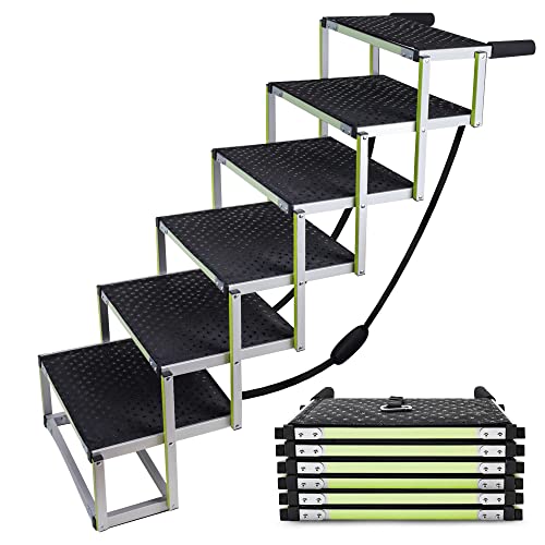 Escalier pour Chien Petit ou Grand PRIORPET - Marquage Phosphorescent - Rampe Pliable pour Voiture idéale pour Les articulations - Convient à Toutes Les Voitures - Surface antidérapante - 6 marches Cover