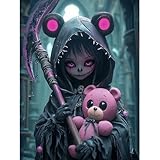 Gothic Diamond Art Kits for Adults 5D Diamond Painting Kits for Adults DIY Dark Round Full Diamond Gemstone Art Rhinestone Painting for Wall Decoration (12x16 in)