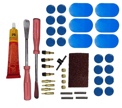 Image of CYBIC Bicycle Tube Repair Kit, 43 Pieces, Complete Puncture Solution with Patches, Glue, Tools, Valve Adapters for Cycle Maintenance
