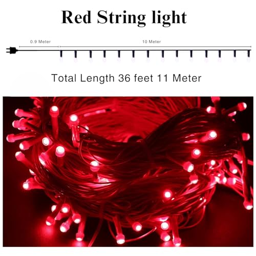 Image of One94Store 36 Ft Red LED Pixel String Lights | 360 Decorative Copper Wire Fairy Lights for Diwali, Christmas, Wedding, Party & Home Decor | Bright Serial LED Lighting | Pack of 2