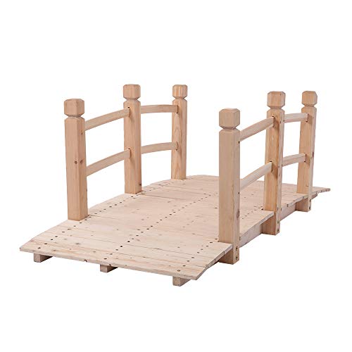 Volowoo Garden Bridge,Wooden Arc Bridge With Rails For Garden,Classic Decoration For Landscaping,Backyard Creek Pond Or Farm (59.06 X 26.38 X 22.05)‘’ thumb #2